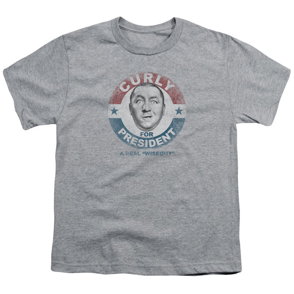 Three Stooges Kids T-Shirt Curly for President Athletic Heather Tee - Yoga Clothing for You