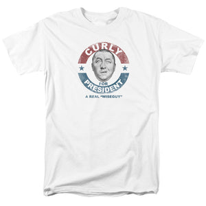 Three Stooges T-Shirt Curly for President White Tee - Yoga Clothing for You
