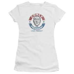 Three Stooges Juniors T-Shirt Curly for President White Tee - Yoga Clothing for You