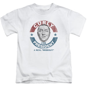 Three Stooges Boys T-Shirt Curly for President White Tee - Yoga Clothing for You