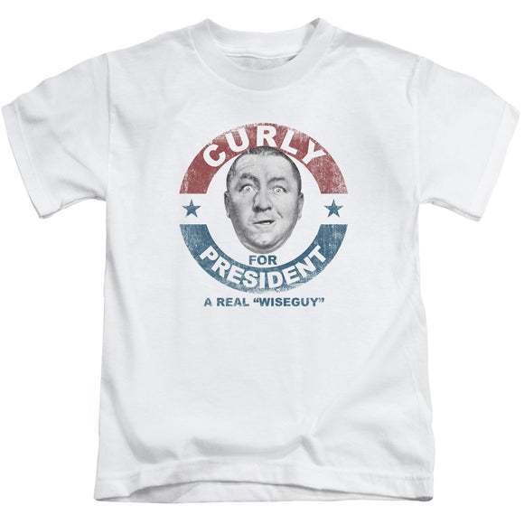 Three Stooges Boys T-Shirt Curly for President White Tee - Yoga Clothing for You
