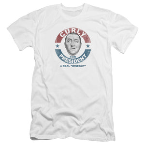 Three Stooges Premium Canvas T-Shirt Curly for President White Tee - Yoga Clothing for You