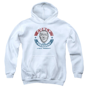 Three Stooges Kids Hoodie Curly for President White Hoody - Yoga Clothing for You