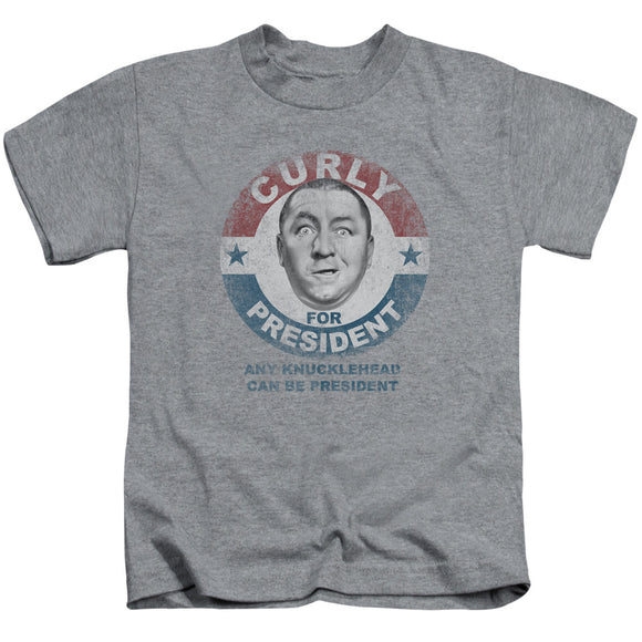 Three Stooges Boys T-Shirt Curly Knucklehead President Heather Tee - Yoga Clothing for You