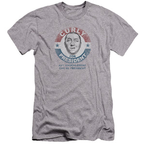Three Stooges Canvas T-Shirt Curly Knucklehead President Heather - Yoga Clothing for You