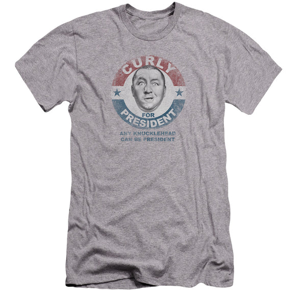 Three Stooges Canvas T-Shirt Curly Knucklehead President Heather - Yoga Clothing for You