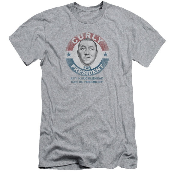 Three Stooges Slim Fit T-Shirt Curly Knucklehead President Heather - Yoga Clothing for You