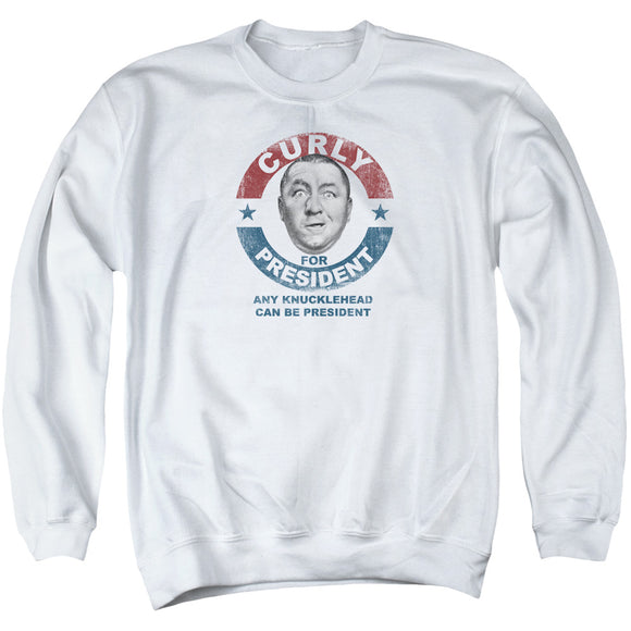 Three Stooges Sweatshirt Curly Knucklehead President White Pullover - Yoga Clothing for You
