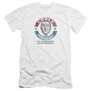 Three Stooges Canvas T-Shirt Curly Knucklehead President White Tee - Yoga Clothing for You