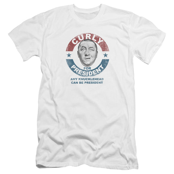 Three Stooges Canvas T-Shirt Curly Knucklehead President White Tee - Yoga Clothing for You