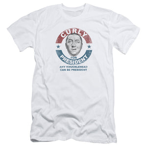 Three Stooges Slim Fit T-Shirt Curly Knucklehead President White Tee - Yoga Clothing for You