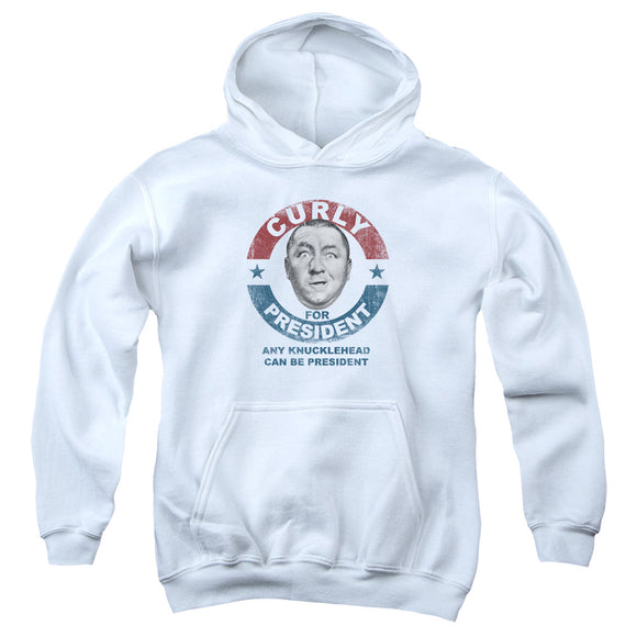 Three Stooges Kids Hoodie Curly Knucklehead President White Hoody - Yoga Clothing for You