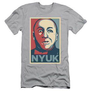 Three Stooges Slim Fit T-Shirt Curly NYUK Silver Tee - Yoga Clothing for You