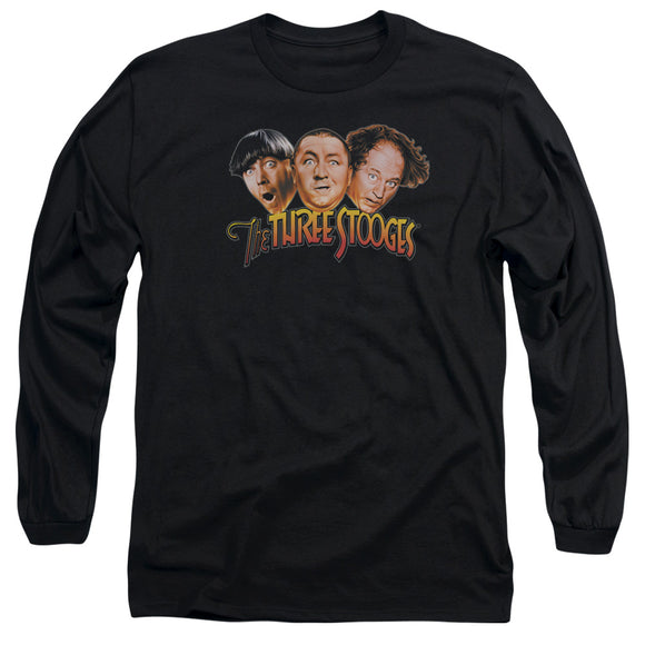 Three Stooges Long Sleeve T-Shirt Logo Black Tee - Yoga Clothing for You