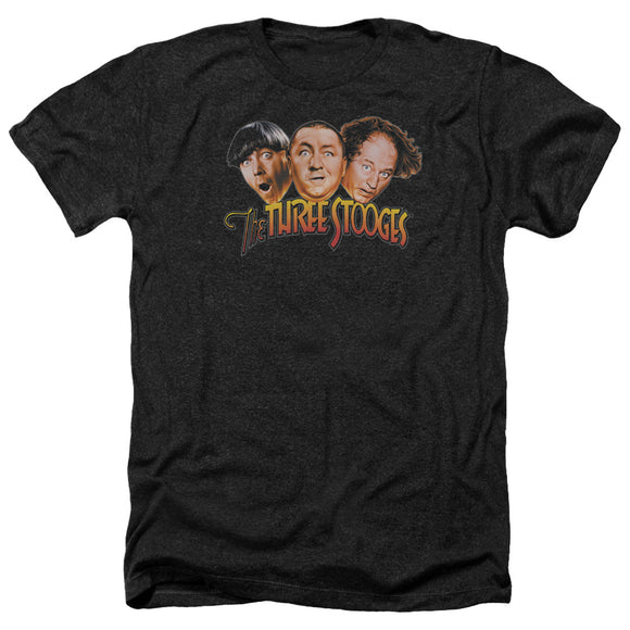 Three Stooges Heather T-Shirt Logo Black Tee - Yoga Clothing for You