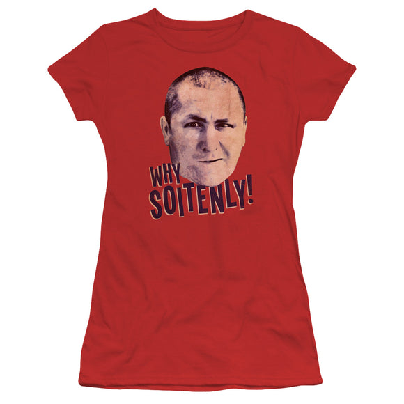 Three Stooges Juniors T-Shirt Curly Why Soitenly Red Tee - Yoga Clothing for You