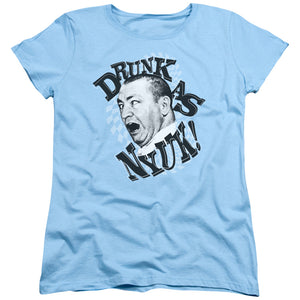 Three Stooges Womens T-Shirt Drunk as NYUK Light Blue Tee - Yoga Clothing for You