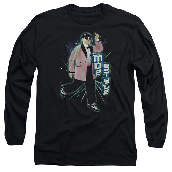Three Stooges Long Sleeve T-Shirt Moe Style Black Tee - Yoga Clothing for You