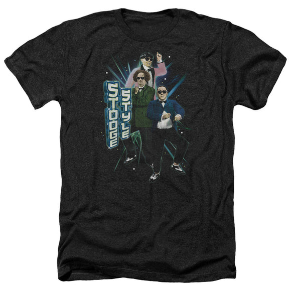 Three Stooges Heather T-Shirt Stooge Style Black Tee - Yoga Clothing for You