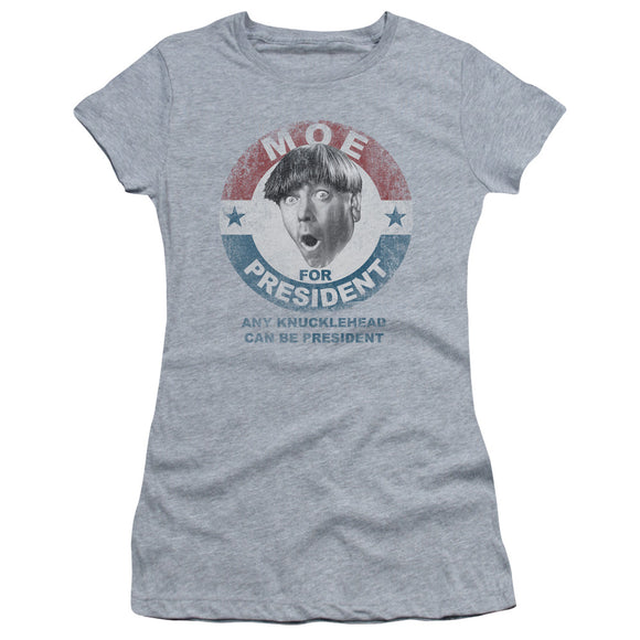 Three Stooges Juniors Shirt Moe Knucklehead President Heather Tee - Yoga Clothing for You