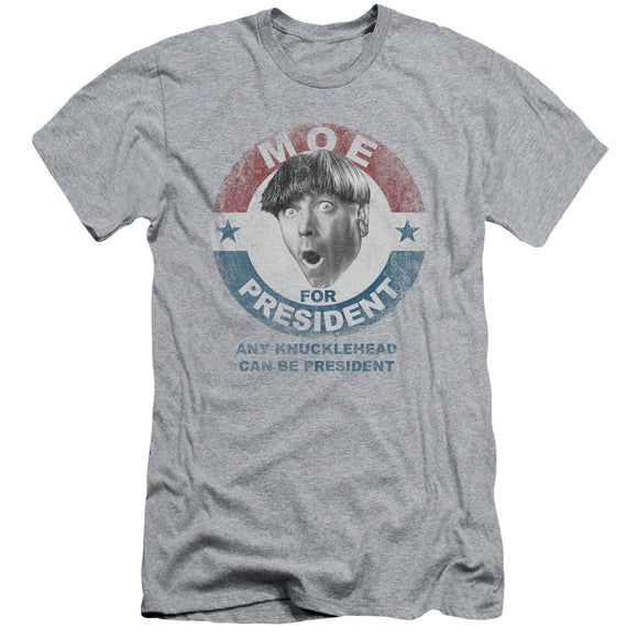 Three Stooges Slim Fit T-Shirt Moe Knucklehead President Heather - Yoga Clothing for You