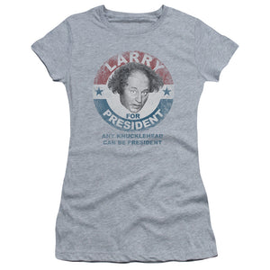 Three Stooges Juniors Shirt Larry Knucklehead President Heather Tee - Yoga Clothing for You