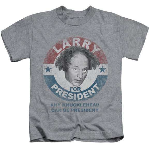 Three Stooges Boys T-Shirt Larry Knucklehead President Heather Tee - Yoga Clothing for You