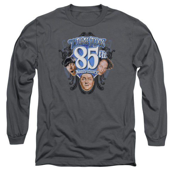 Three Stooges Long Sleeve T-Shirt 85th Anniversary Charcoal Tee - Yoga Clothing for You