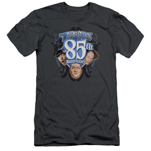 Three Stooges Slim Fit T-Shirt 85th Anniversary Charcoal Tee - Yoga Clothing for You