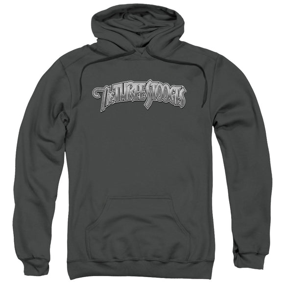 Three Stooges Hoodie Metallic Logo Charcoal Hoody - Yoga Clothing for You