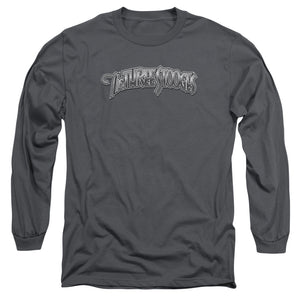 Three Stooges Long Sleeve T-Shirt Metallic Logo Charcoal Tee - Yoga Clothing for You