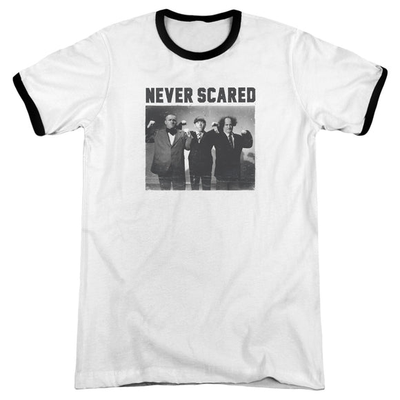 Three Stooges Ringer T-Shirt Never Scared White Tee - Yoga Clothing for You