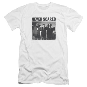 Three Stooges Canvas T-Shirt Never Scared White Tee - Yoga Clothing for You