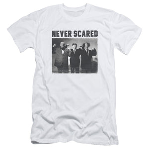 Three Stooges Slim Fit T-Shirt Never Scared White Tee - Yoga Clothing for You