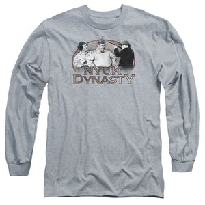 Three Stooges Long Sleeve T-Shirt NYUK Dynasty Athletic Heather Tee - Yoga Clothing for You