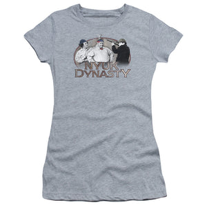 Three Stooges Juniors T-Shirt NYUK Dynasty Athletic Heather Tee - Yoga Clothing for You