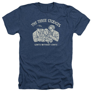 Three Stooges Heather T-Shirt Gents Without Cents Navy Tee - Yoga Clothing for You