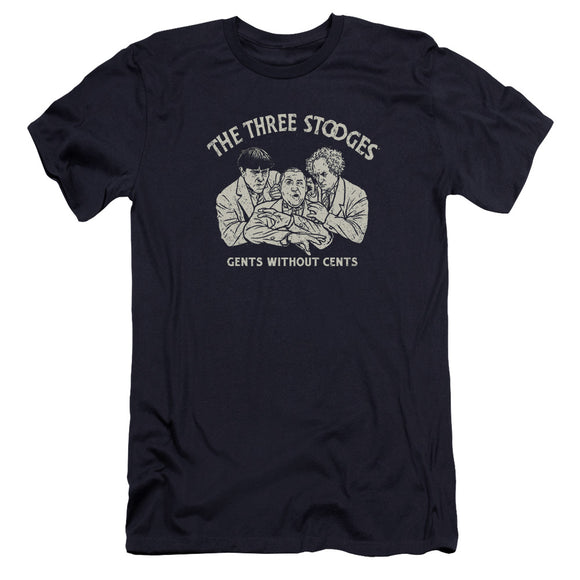 Three Stooges Premium Canvas T-Shirt Gents Without Cents Navy Tee - Yoga Clothing for You