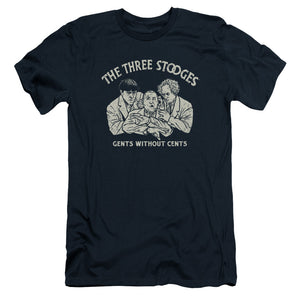 Three Stooges Slim Fit T-Shirt Gents Without Cents Navy Tee - Yoga Clothing for You