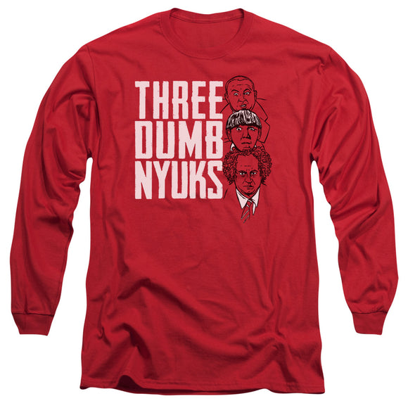Three Stooges Long Sleeve T-Shirt Three Dumb NYUKS Red Tee - Yoga Clothing for You