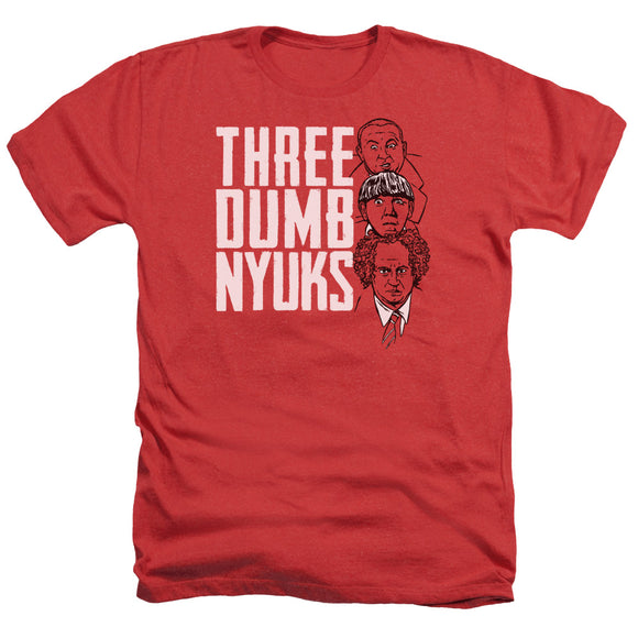 Three Stooges Heather T-Shirt Three Dumb NYUKS Red Tee - Yoga Clothing for You