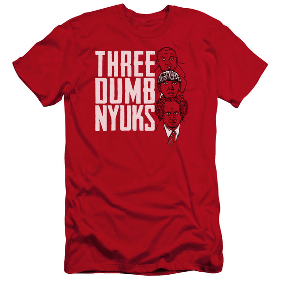 Three Stooges Premium Canvas T-Shirt Three Dumb NYUKS Red Tee - Yoga Clothing for You