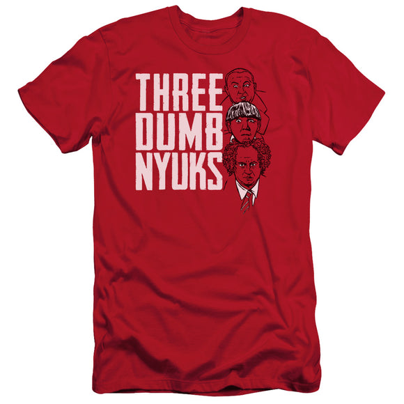 Three Stooges Slim Fit T-Shirt Three Dumb NYUKS Red Tee - Yoga Clothing for You