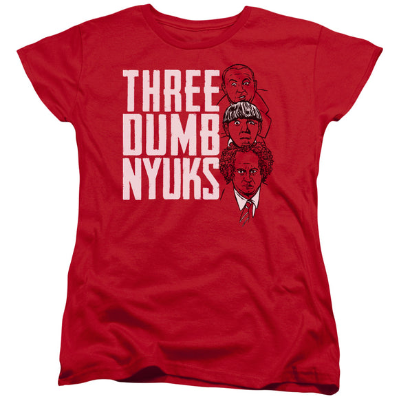 Three Stooges Womens T-Shirt Three Dumb NYUKS Red Tee - Yoga Clothing for You