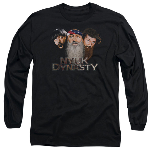 Three Stooges Long Sleeve T-Shirt NYUK Dynasty Black Tee - Yoga Clothing for You