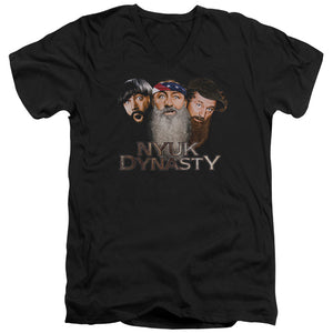 Three Stooges Slim Fit V-Neck T-Shirt NYUK Dynasty Black Tee - Yoga Clothing for You