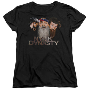 Three Stooges Womens T-Shirt NYUK Dynasty Black Tee - Yoga Clothing for You