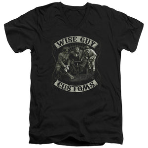 Three Stooges Slim Fit V-Neck T-Shirt Wise Guy Customs Black Tee - Yoga Clothing for You