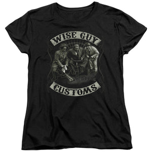 Three Stooges Womens T-Shirt Wise Guy Customs Black Tee - Yoga Clothing for You