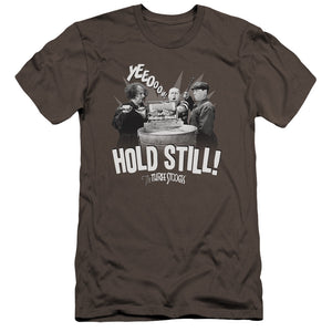 Three Stooges Premium Canvas T-Shirt Hold Still Charcoal Tee - Yoga Clothing for You